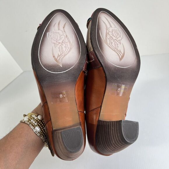 Corkys Elite Dress Pump Women Size 8 Honeysuckle Leather Slip On Brown Art - Picture 8 of 10